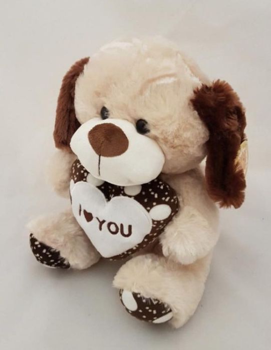 Плюшева собачка, цуценя, песик з сердцем в лапках i love you 30 см