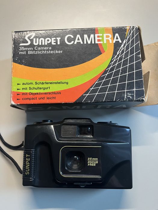 Aparat analogowy Sunpet 35mm – focus free | retro | z pudełkiem