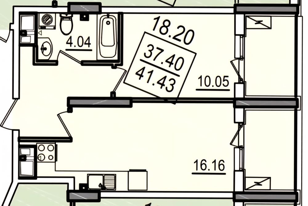 Однокомнатная квартира в ЖК Посейдон