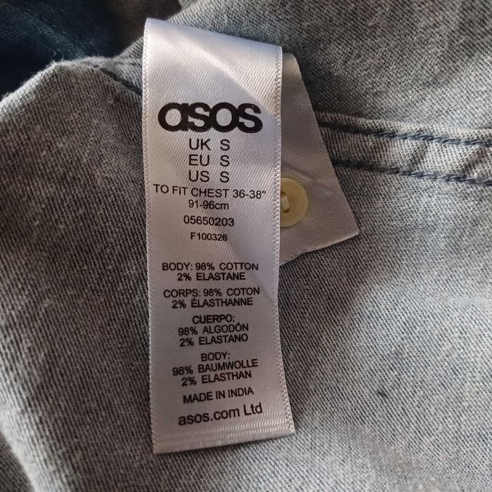 Сорочка, рубашка мужская джинсовая Asos, S, бренд