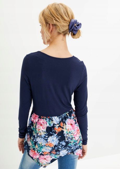 B.P.C asymetryczna tunika z nadrukiem koronka r.48/50
