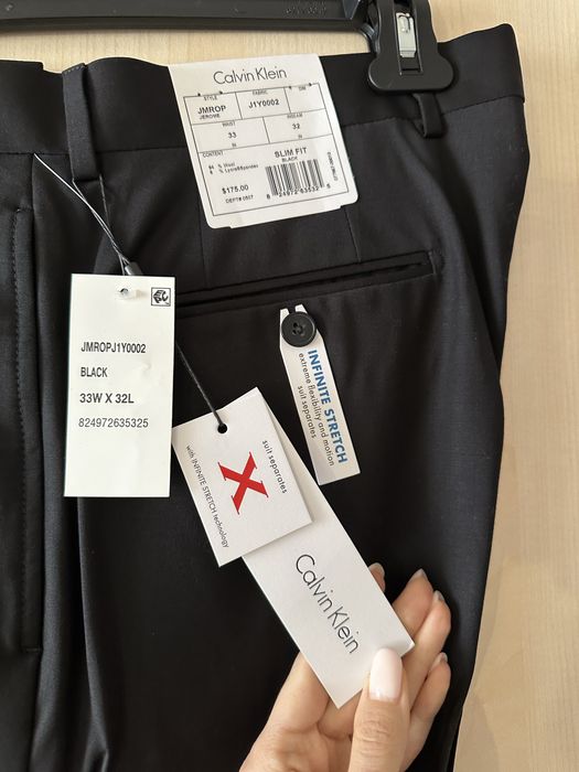 Чоловічі класичні брюки / штани, 33Wx32L, Calvin Klein, чорний колір