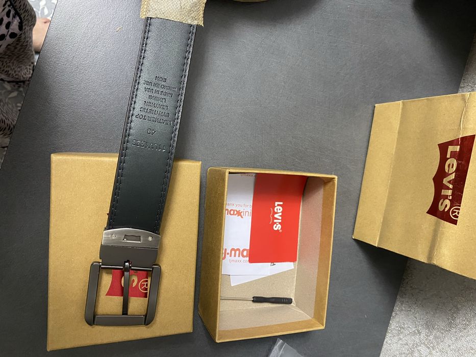 Чоловічий двосторонній шкіряний ремінь Levi’s / Двосторонній пасок Левіс