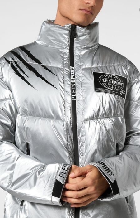 Kurtka puchowa Philipp PLEIN Sport męska srebrna 14213 rozm S oryginał