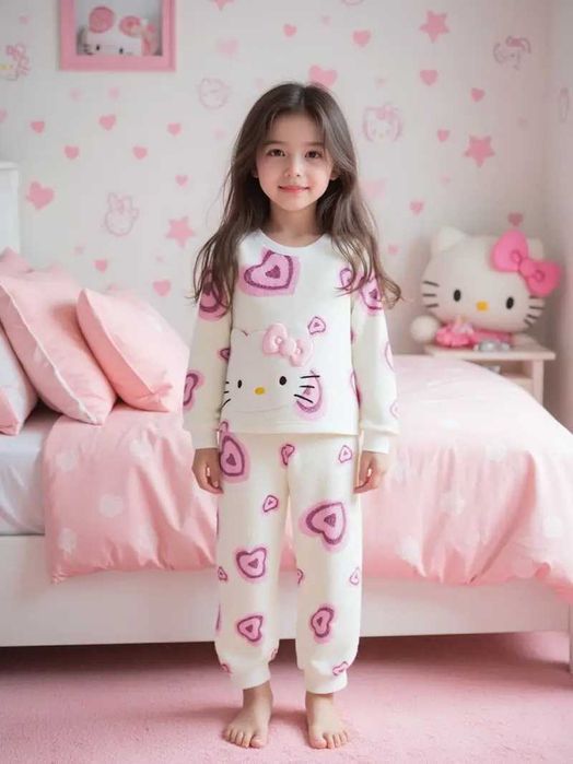 Піжама тепла плюшева hello kitty на дівчинку Розмір 7 років