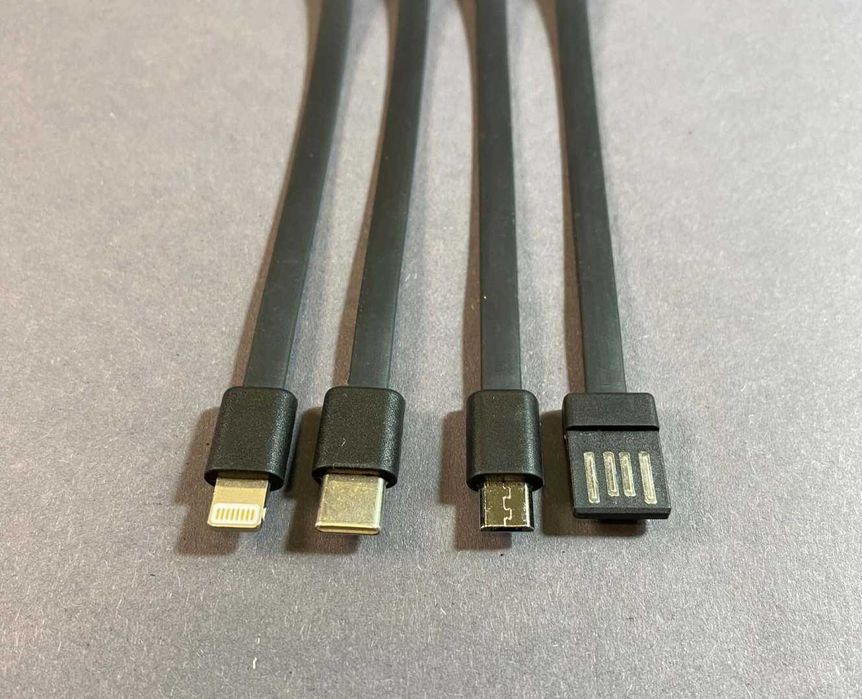 Павер банк на 20 000 mAh із сонячною панеллю та вбудованими кабелями