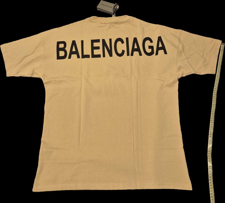 Nowa piekna modna koszulka OVERSIZE bezowa Balenciaga Paris XL okazja