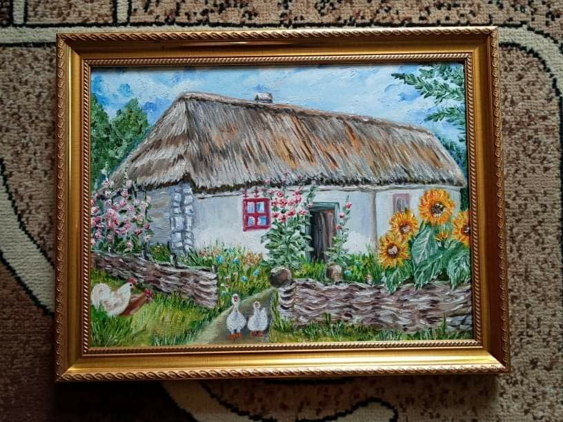 Картина "Дом", размер 40*30, холст, масло, имеется багет