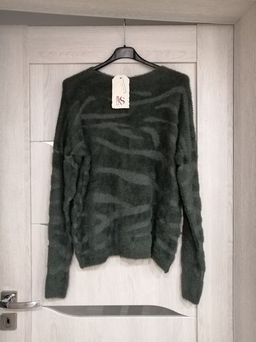 Sweter alpakowy zielony zebra moro s m L xl new collection