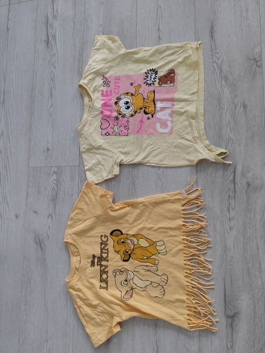 2 T-shirty 128 Garfield Król lew