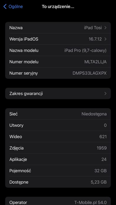 ipad PRO 9.7” wifi + LTE stan bdb 32GB model MLTA2LL/A