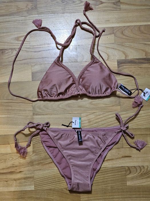 Strój bikini wiązane Sinsay róż XL