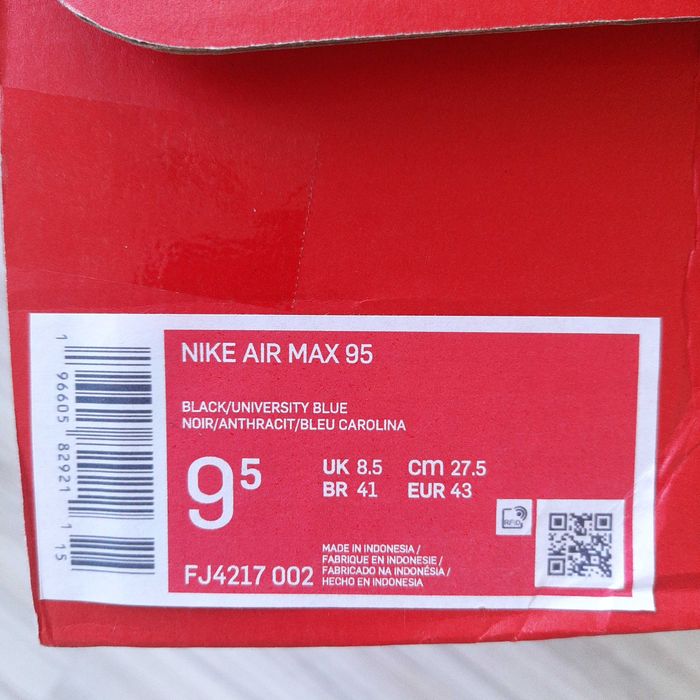 Nike air max 95 black/university blue, rozmiar 43.