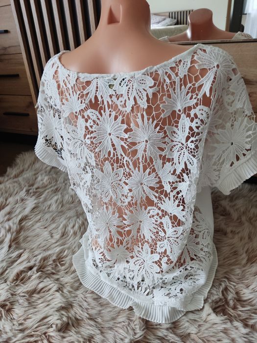 Bluzka damska koszulka Liu jo M L oversize koronka