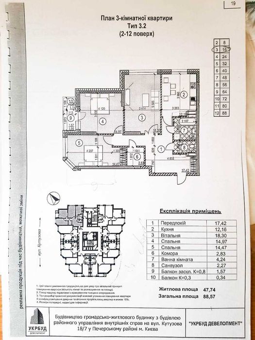 ЖК "Гвардійський" Продаж (переуступка) 3-к квартири, м.Печерська 3 хв