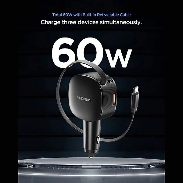 Spigen Ev603Bt Essentail Car Charger 60W Black
