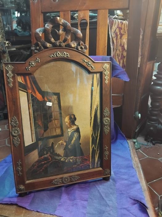 Muldura porta retratos  em prata e madeira de pausanto
