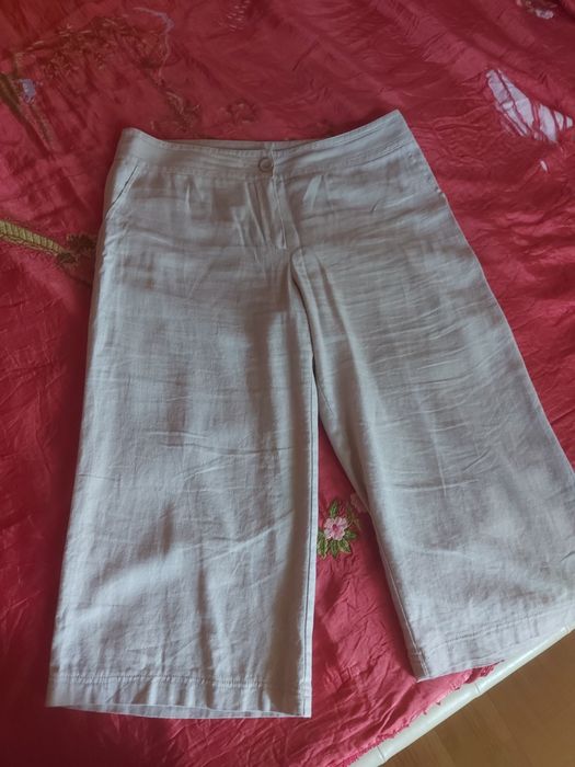 Капри ,шорты удлиненые лен,котон, кожанная юбка