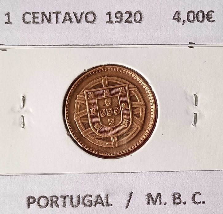 4 Moedas de 1 Centavo da 1ª República Portuguesa ( Bronze )