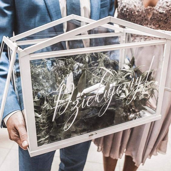 Mini szklarnia na kwiaty lub podziękowania/ koperty weselne IKEA SOCKE