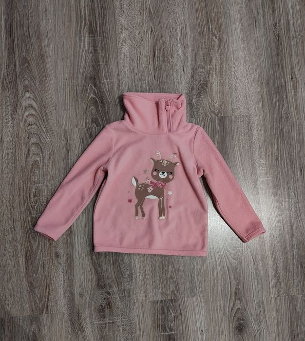 Ciepła bluza polarowa ze stójką pudrowy róż C&A dziewczynka 110