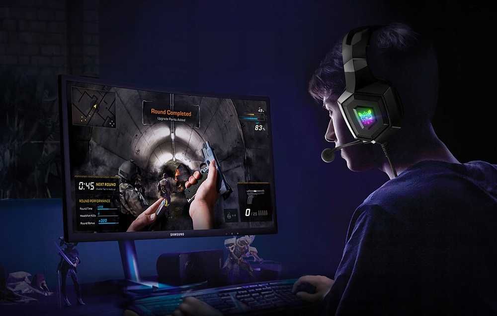 WYGODNE Słuchawki Gamingowe dla graczy z mikrofonem RGB LED na prezent