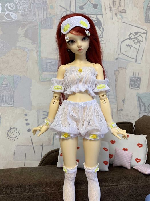 Біла піжамка для bjd ляльки Minifee