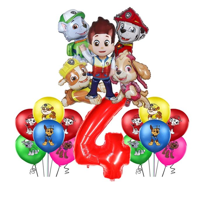 4Набори фольговані надувні кульки, Щенячий патруль, Октанафти, Тварини