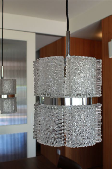 Candeeiro vintage da Kaiser Leuchten vidro fosco, Alemanha, anos 1960