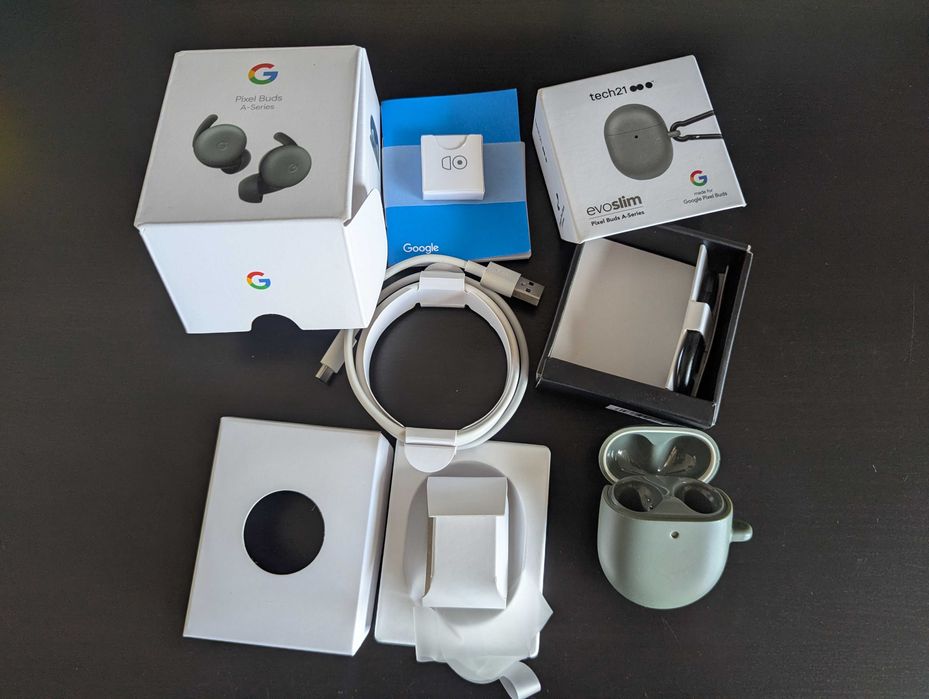 Caixa Google Pixel Buds A + capa protetora tech21