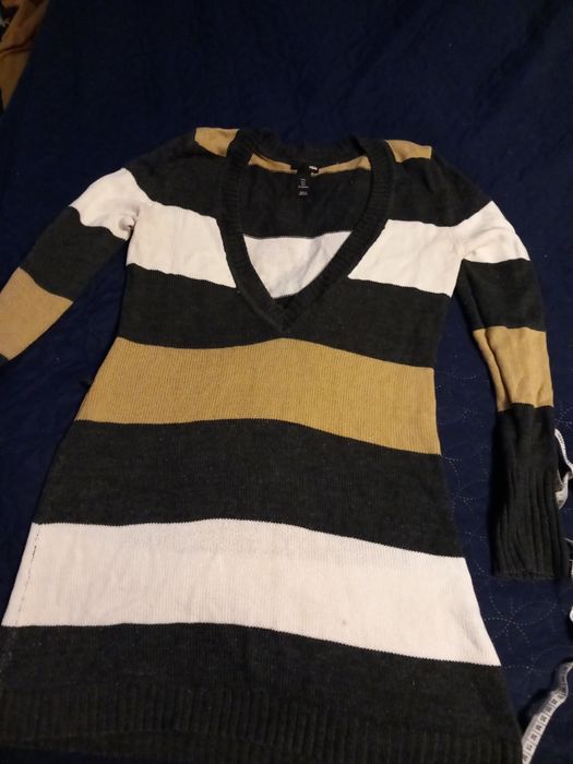 Długi sweterek w paski h&m roz. S