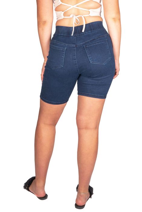 Spodenki Jeansowe Damskie Elastyczne Granatowe Duże Rozmiary 54