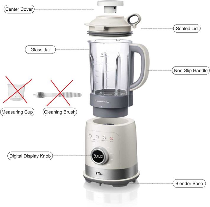 Wielofunkcyjny blender kuchenny Bear 1200W 1,5 L, wyświetlacz LED