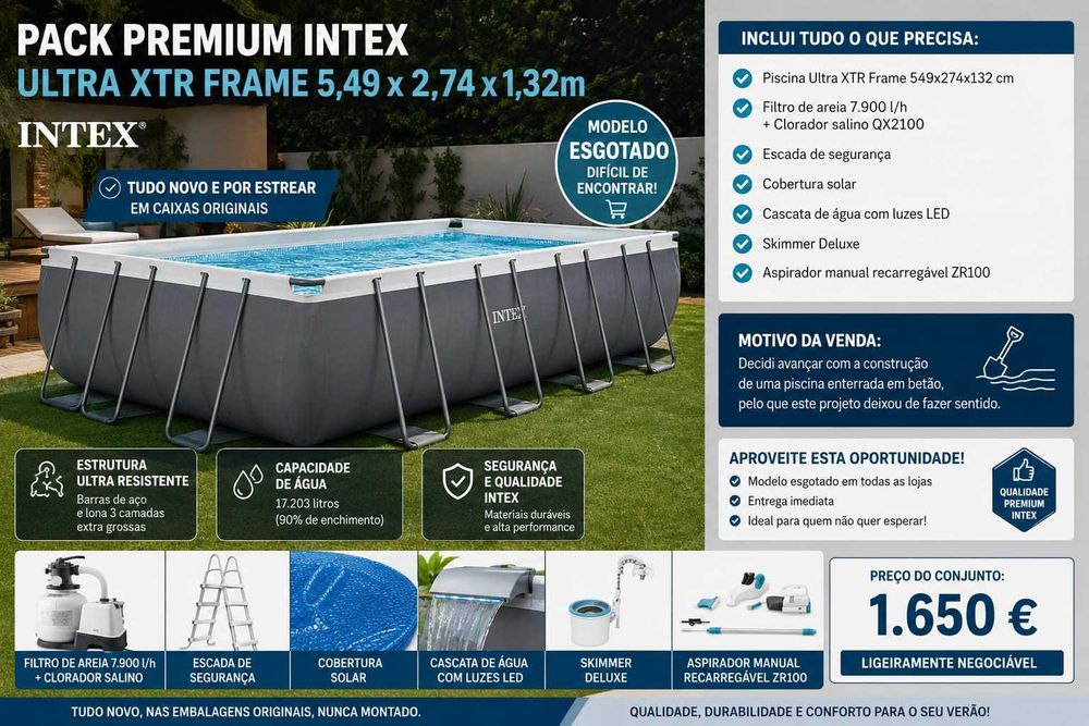Piscina intex esgotada no site + acessorios