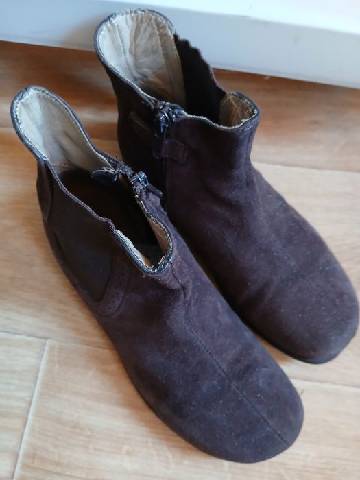 Ботинки 34 р.коричневые замша кожа натур.