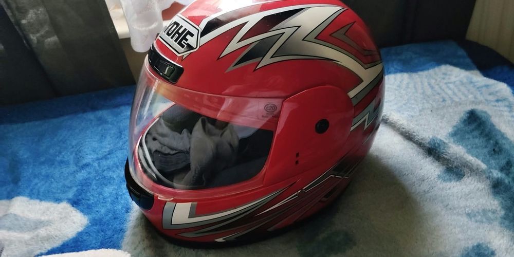 Kask YOHE FULL FACE 59-60 cm, stylowy czerwony, na skuter i motocykl