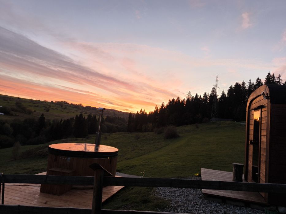 Domek z jacuzzi, widok, sauna, bez sąsiadów, jeden na działce