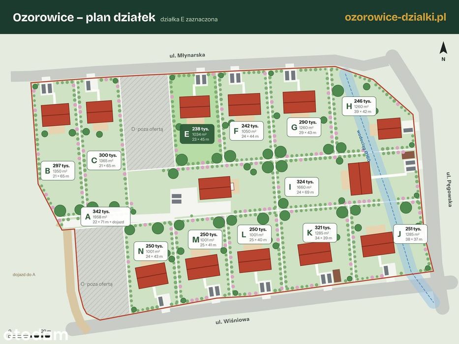 Działka budowlana 1034 m² z MPZP – Ozorowice, 15 km od Wrocławia - Widok 3