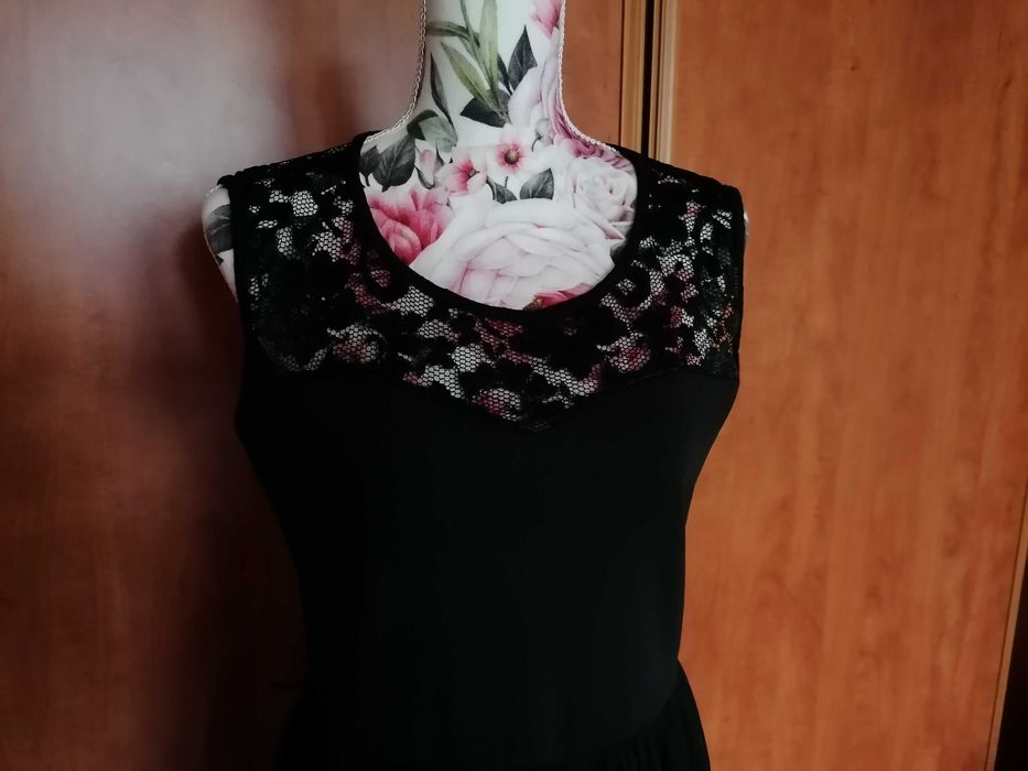 Czarna koronkowa wizytowa sukienka wesele impreza XL