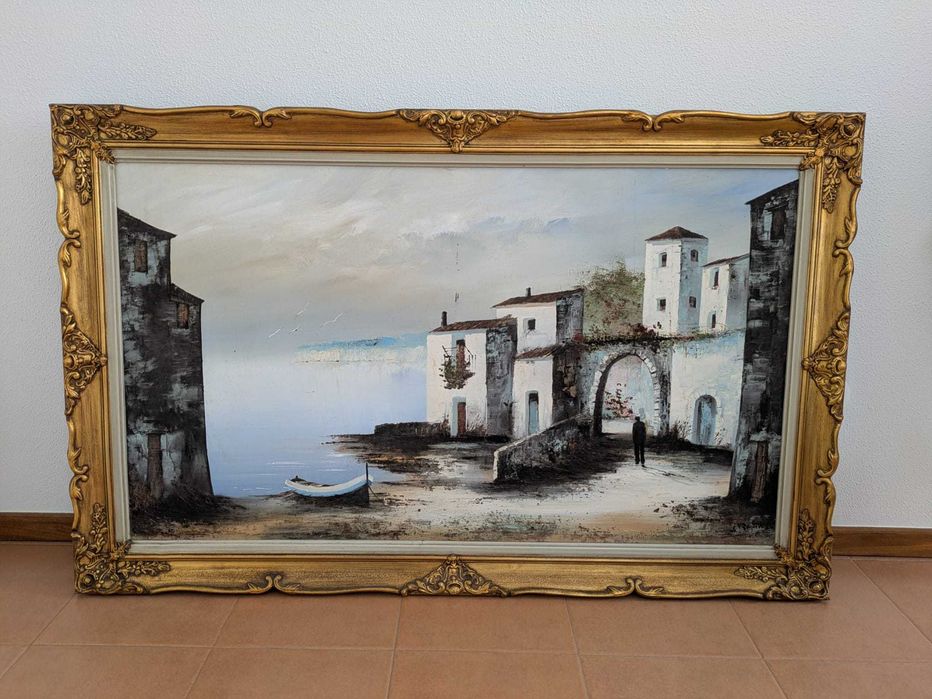 Quadro com pintura e com moldura incluída.