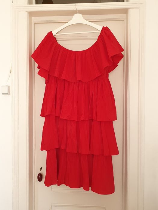 NOVO Vestido folhos plissado, 2XL, MANGO-Violeta