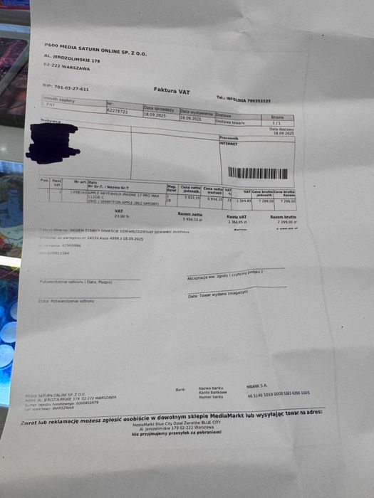 iPhone 17 Pro Max 512GB Bat 100% Topcase Vivo *Raty 0%*