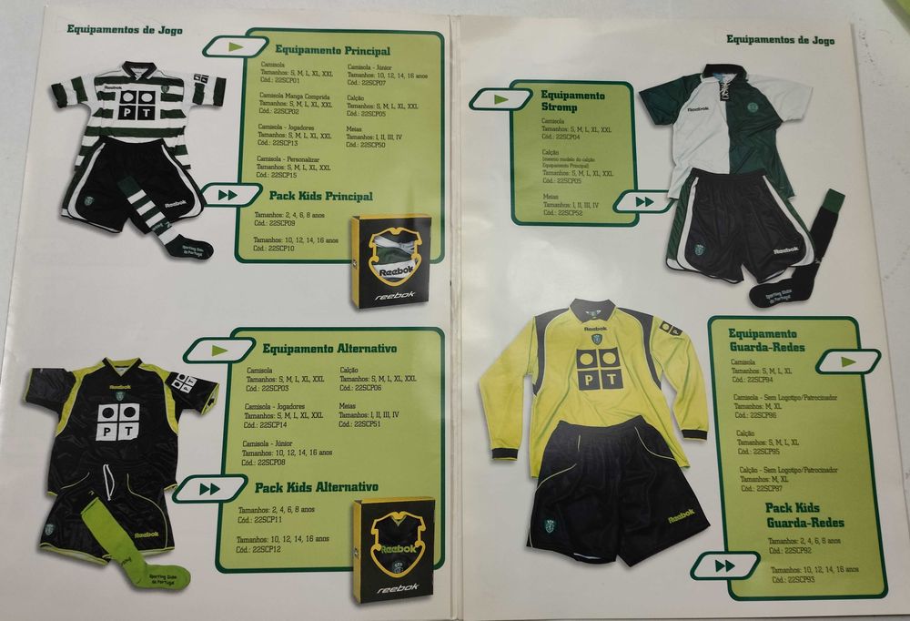 Sporting - Catálogo de equipamentos Reebok 2001/2002