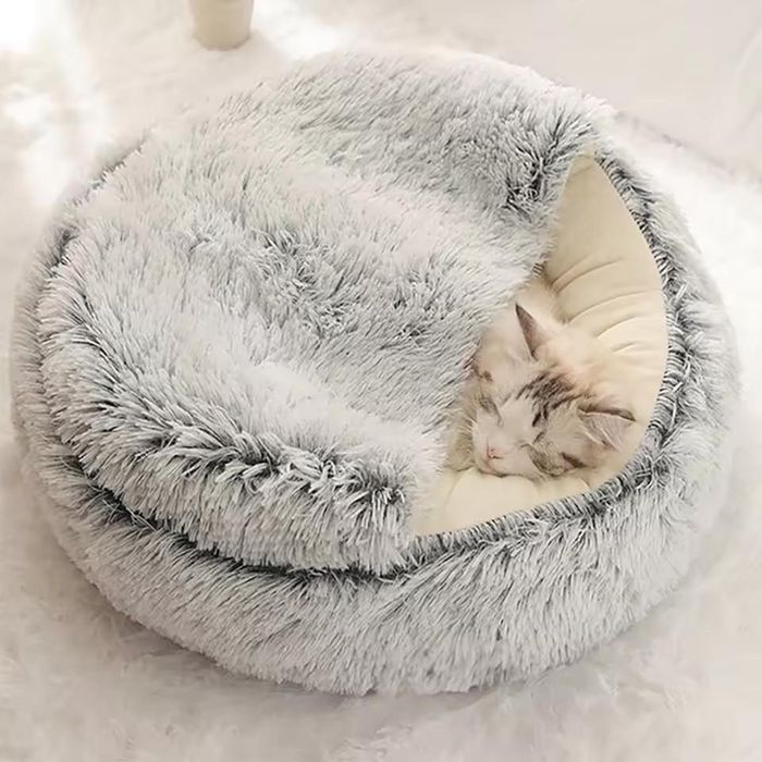 Домик для животных / Закрытая круглая лежанка / Лежанка-домик для котов и собак 44х38см