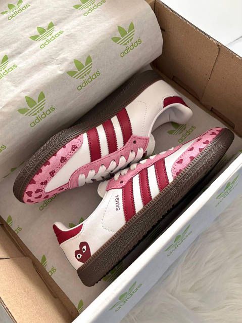 Заголовок: Кросівки Samba x Comme des Garçons Play White Pink (37-41) | Нові Самба