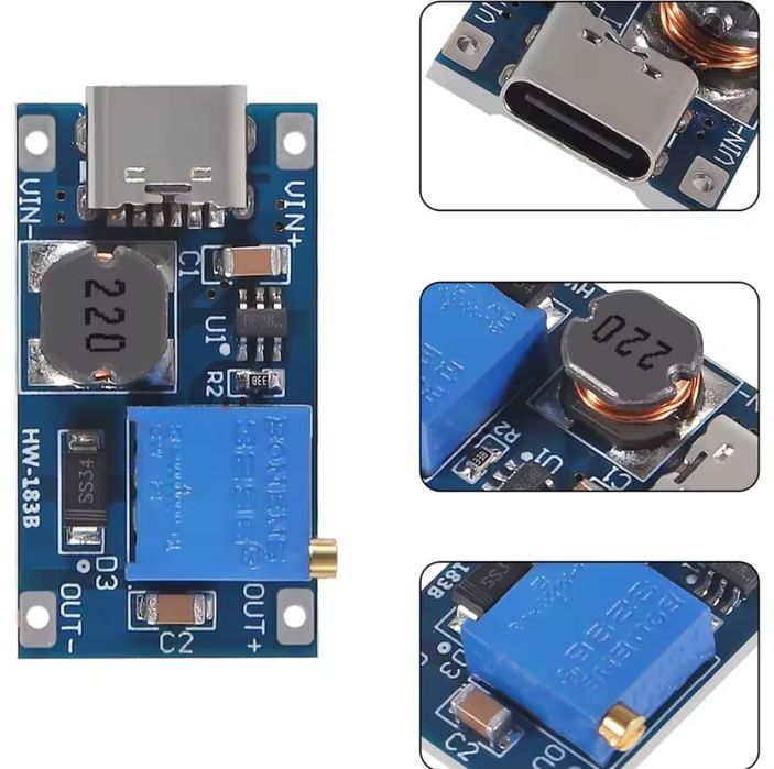 Регулируемый повышающий преобразователь MT3608 Type-c
