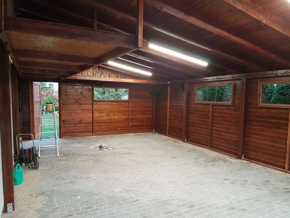 Wiata drewniana na samochód 3.5x6m blachodachówka