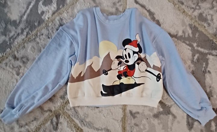 H&M 140 bluza dziewczeca zimowa ferie Myszka Minnie na nartach gory