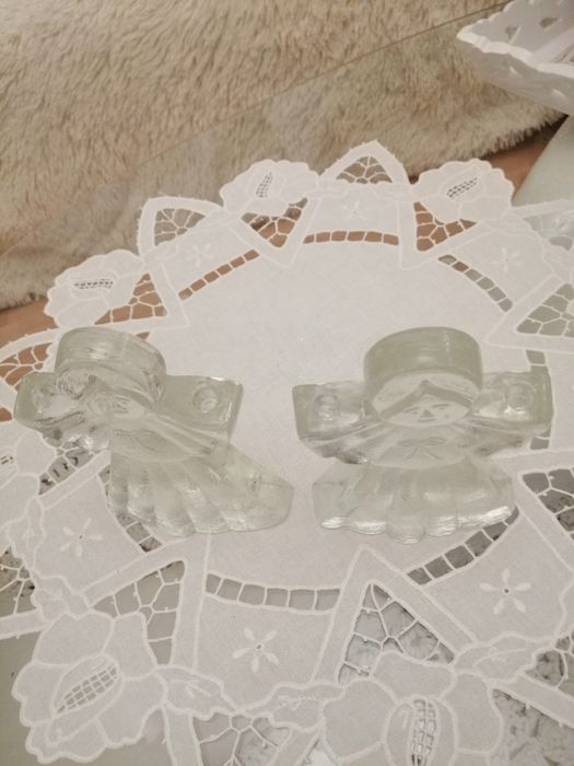 Szklane aniołki, świeczniki