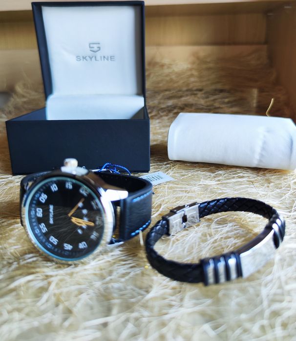 Conjunto Relógio de homem mais pulseira da Skyline